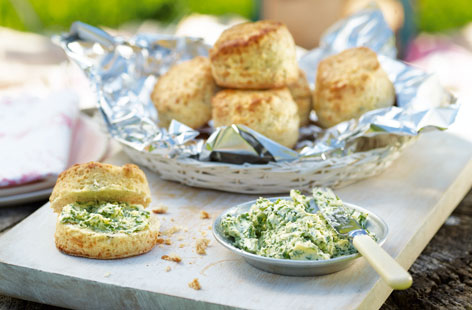 Savoury picnic snacks don't come much better than this - a tasty twist on traditional scones that makes the most of three delicious cheeses