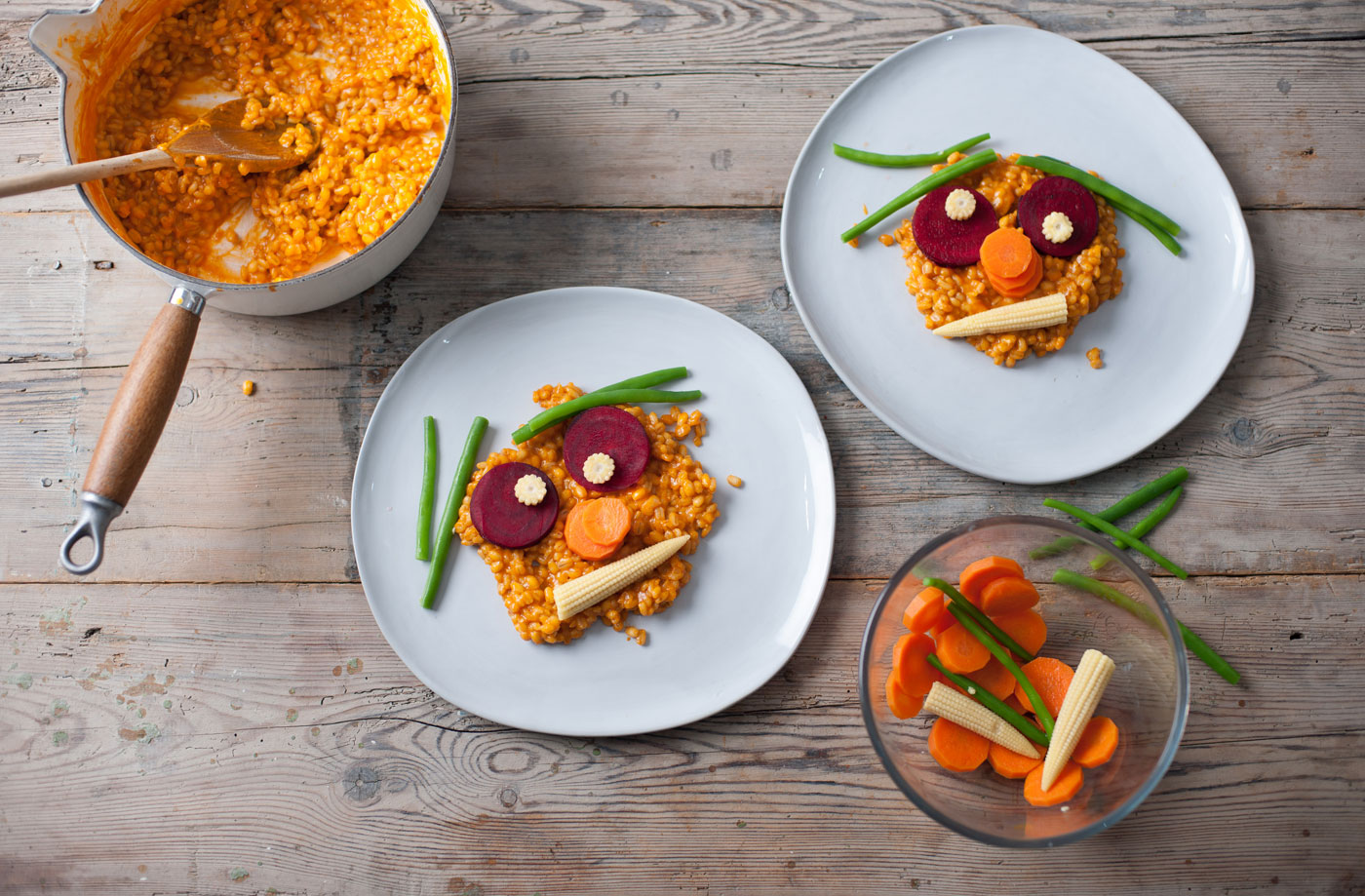 Andrew MacKenzie's tomato and vegetable risotto faces  recipe