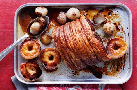Roast pork should have lovely crunchy crackling, the key is scoring the skin with a sharp knife and cooking at a high temperature