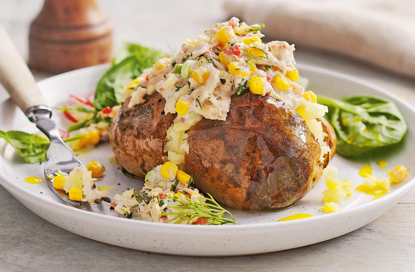 Tuna and sweetcorn jacket potatoes recipe