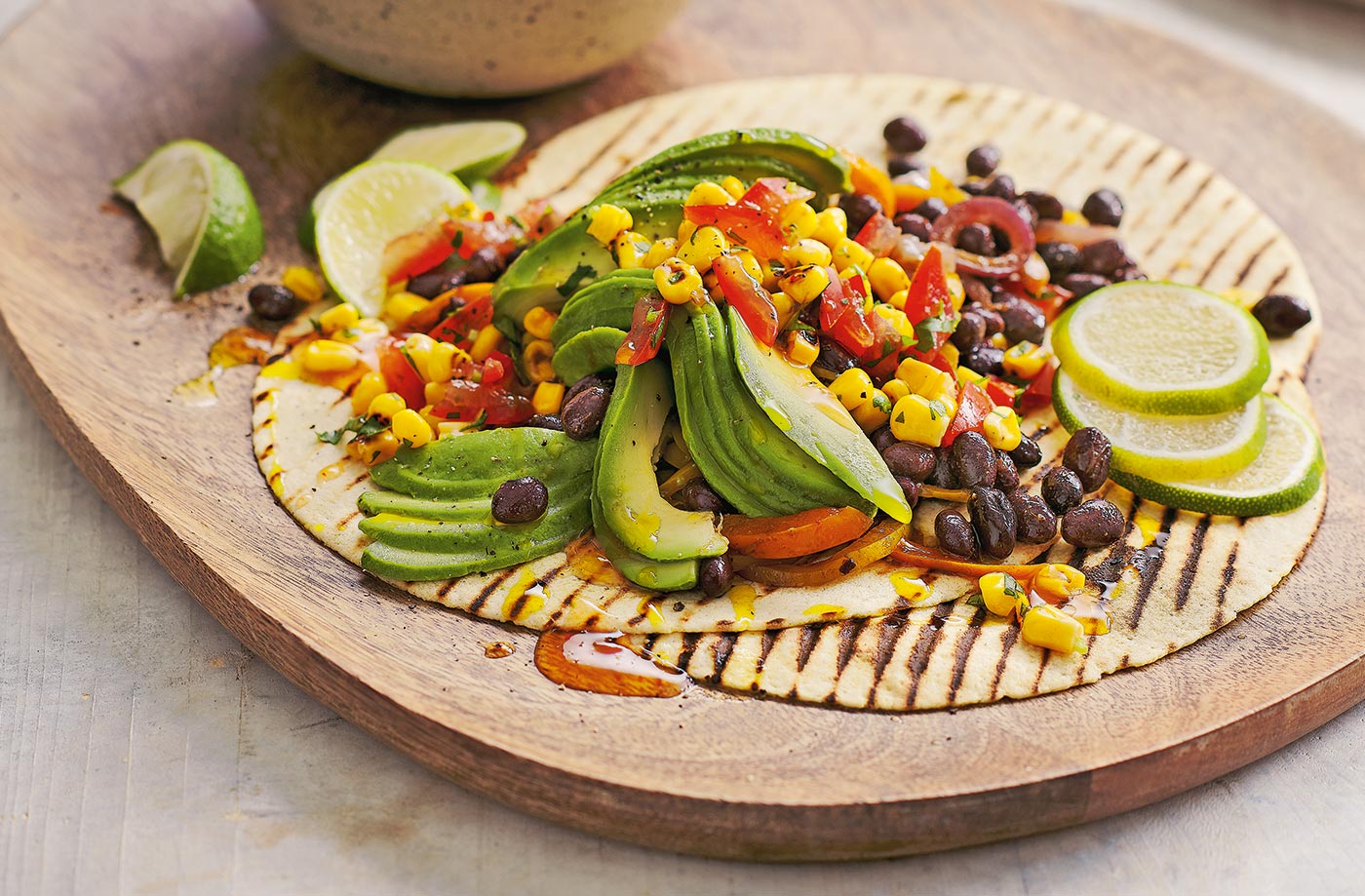 Vegan fajitas with charred corn salsa recipe