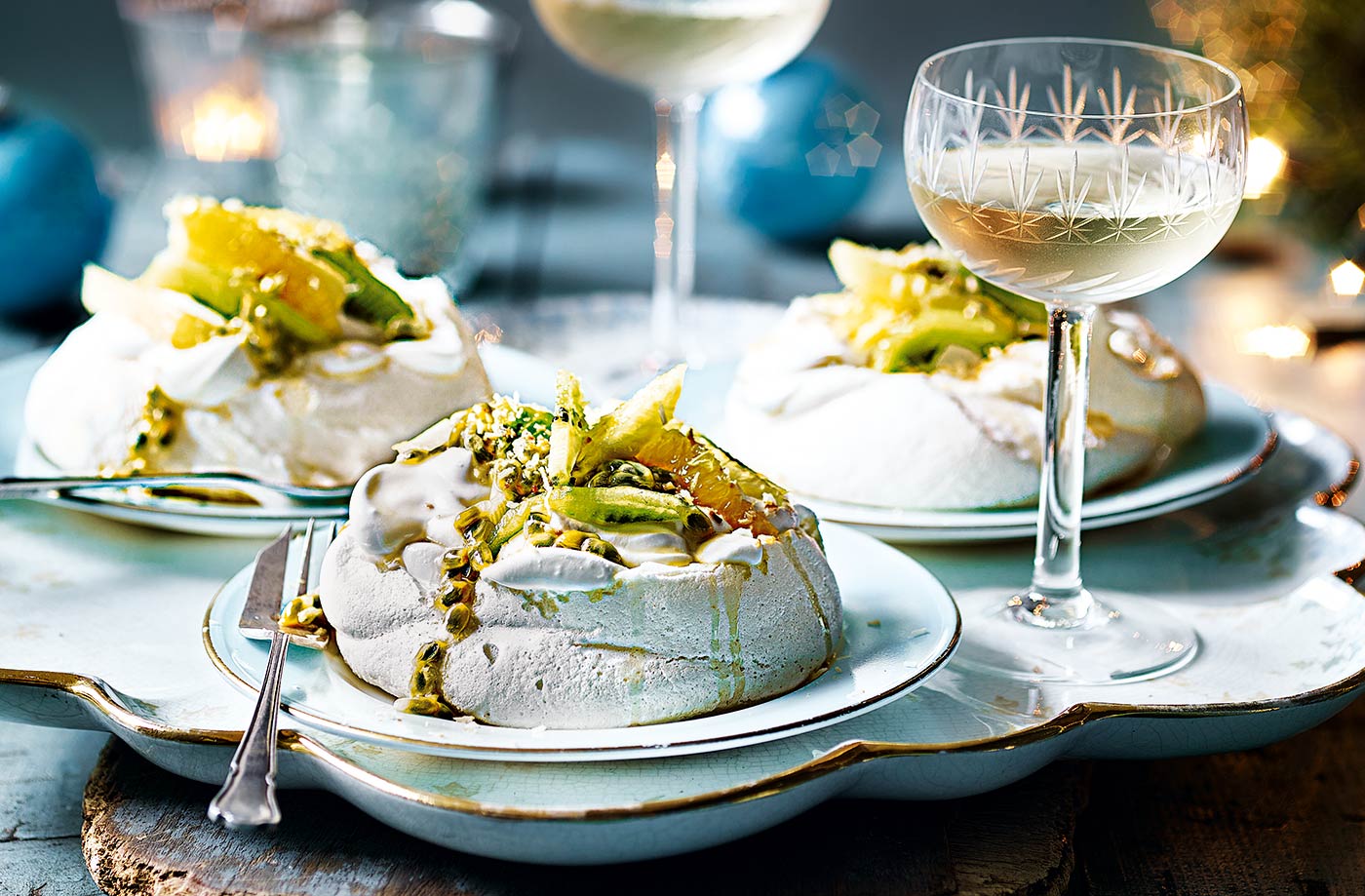 Vegan meringues topped with exotic fruits recipe