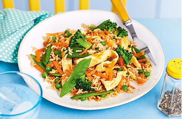 Wednesday: Vegetable fried rice with egg ribbons