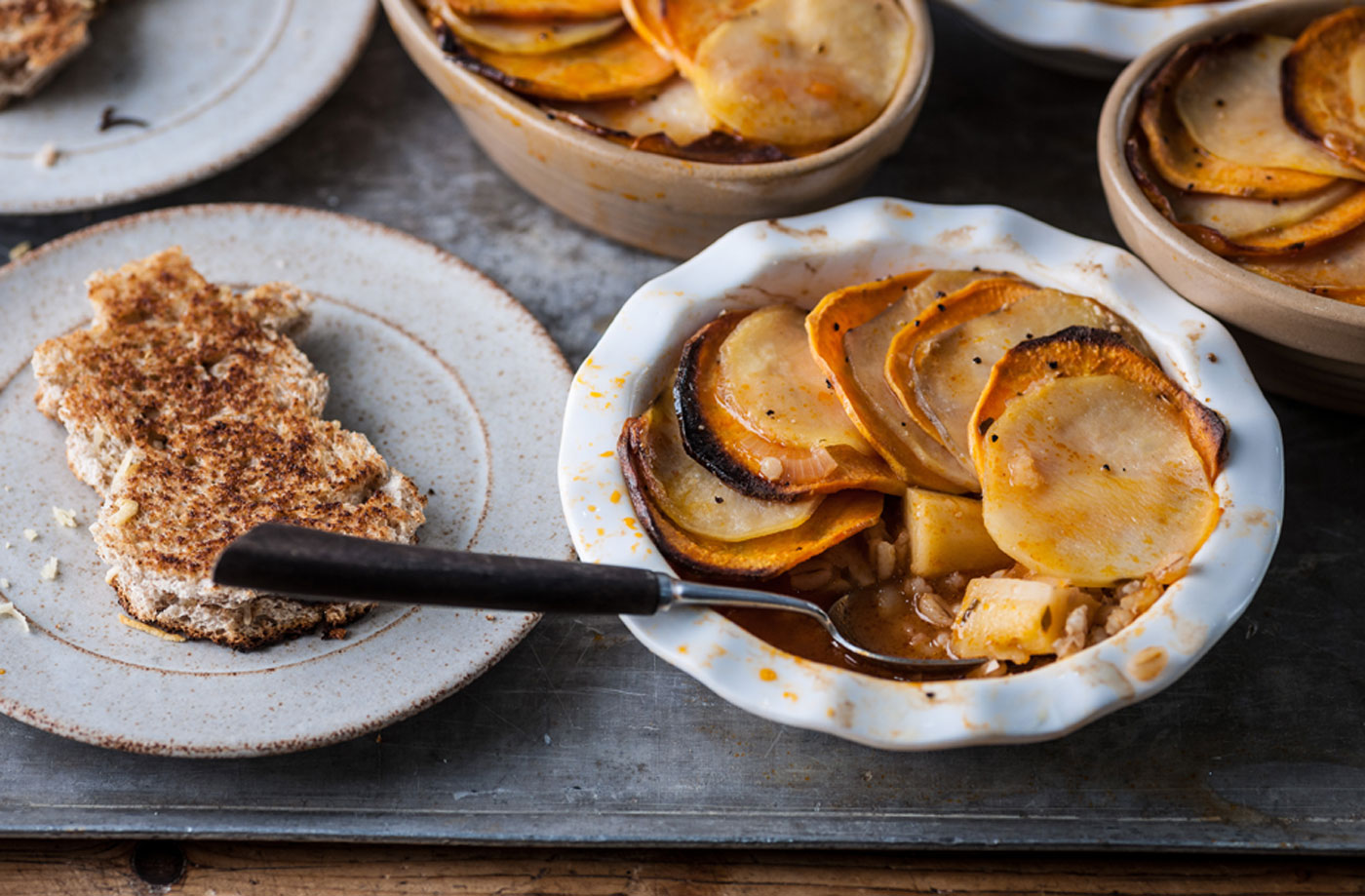 Lisa Allen's veggie Lancashire hotpots with snowman toasties  recipe