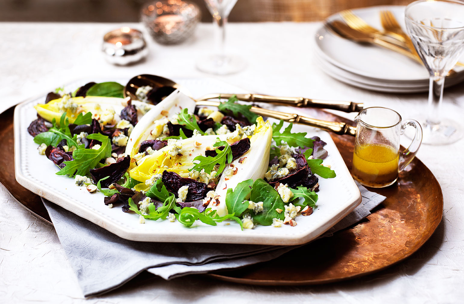 Roasted beetroot and Stilton salad with honey cider dressing recipe