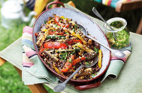 Lentil salad with summer vegetables recipe