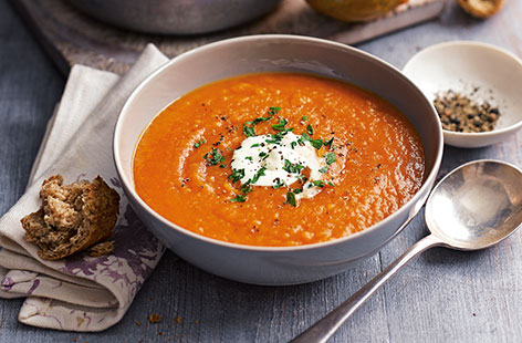 With a medley of beautiful winter vegetables and a chilli and paprika kick this warming soup is packed with flavour for a hearty but easy midweek meal that can be ready in just 35 minutes