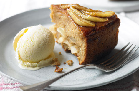 This caramelised apple cake is an easy to make cake that celebrates the best of autumn's Bramley apples. A moist sponge with a soft, sweet apple centre and a pretty sliced apple topping, almonds, brown sugar and a zest of lemon complete the taste sensations.