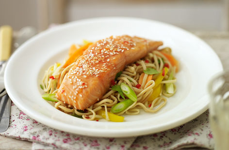 If it's a quick dinner fix that you're after, this Asian-inspired dish of salmon with stir-fried noodles will do just the trick. The scratch-made sauce – a combination of soy sauce, honey, rice wine, sweet chilli sauce, and sesame seeds – is one you need in your arsenal.