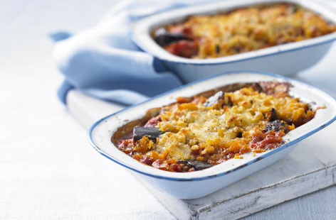 Onion, aubergine and tomato bake recipe