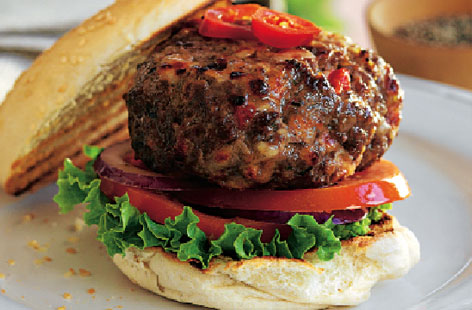 Beef burger with onions and jalapeños  recipe