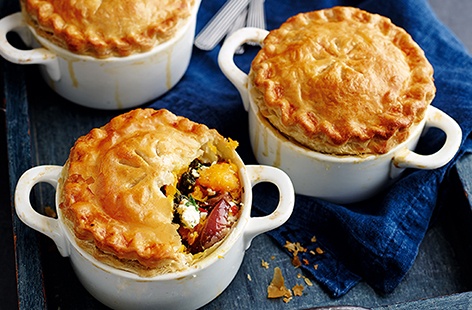 These delicious mini pot pies, filled with fresh herbs and seasonal butternut squash are the perfect comfort food for crisp autumn days. A really easy recipe that the family will love tucking into