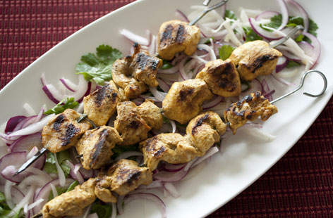 Curried chicken kebabs recipe