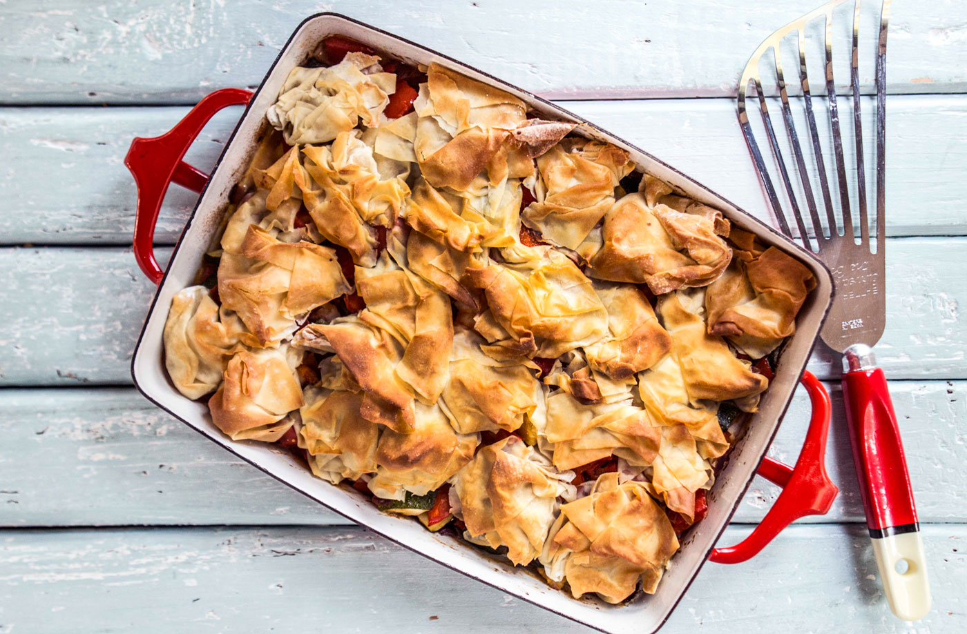 Filo-crunch pepper pie recipe