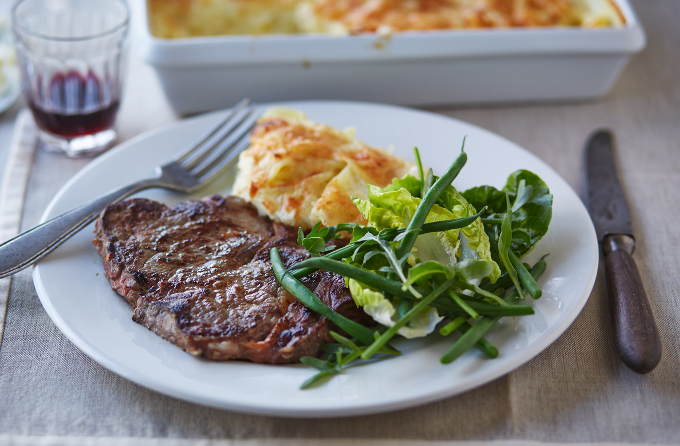 Garlic steak with dauphinoise potatoes  recipe