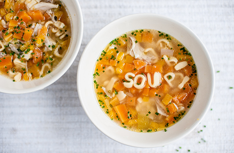 This fun and tasty chicken soup will get the kids involved at all levels from helping to mash right through to picking the meat off the bones.