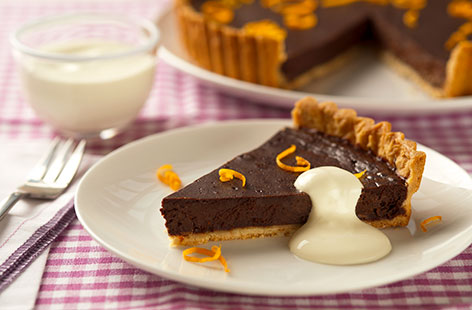 Chocolate and orange are a fab combination and this dessert, which uses ready-rolled reduced fat sweet shortcrust pastry, makes the most of both. The orange is subtle, while the crème fraîche adds some extra richness. A great pudding to impress friends with.