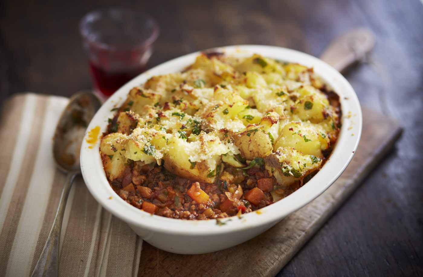 Italian-style cottage pie with Parmesan potatoes recipe
