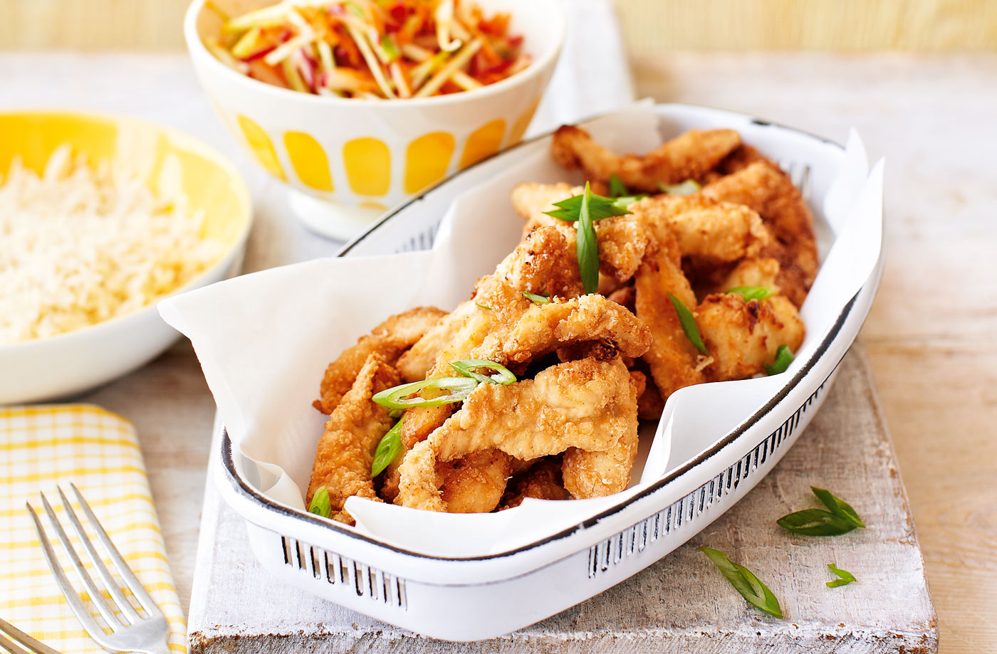 Japanese-style fried chicken with wasabi slaw recipe