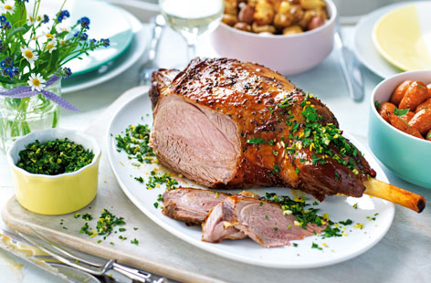 This delicious roast lamb makes a fabulous centrepiece. Serve with sweet caramelised onions and zesty gremolata for a fresh and exciting flavour.