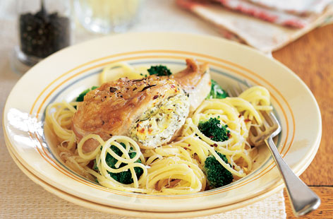 Lemon and thyme chicken with spaghetti recipe