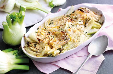 Impress dinner guests with this creamy milk-braised fennel with parmesan and thyme breadcrumbs