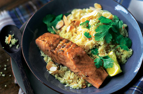 Moroccan-style salmon with lemony couscous  recipe