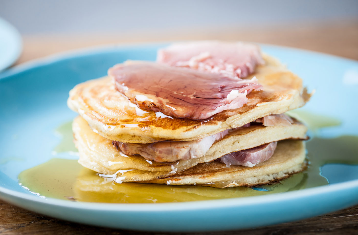 Adam Gray's pancakes with ham and maple syrup  recipe