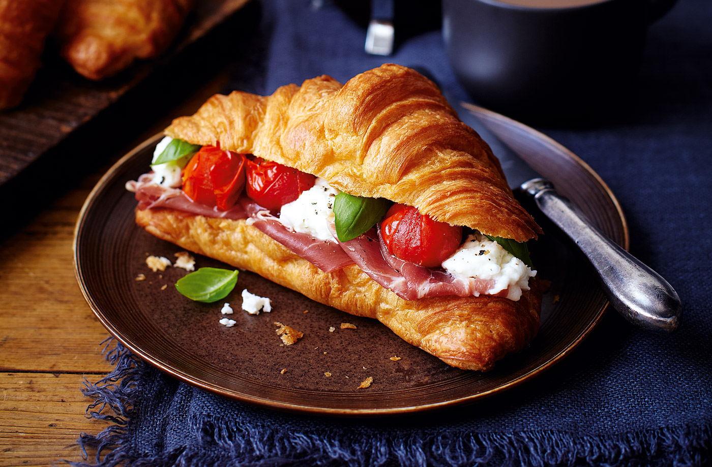 Tesco Finest Parma ham, mozzarella and roast cherry tomato croissants recipe