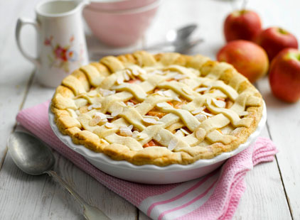 This delicious twist on an apple pie makes a stunning pud for any occasion. Fragrant elderflower adds a sweet, floral note while marzipan and almonds add a gorgeous nutty taste, as well as different textures with every bite. Enjoy with custard, cream or vanilla ice cream as you like.