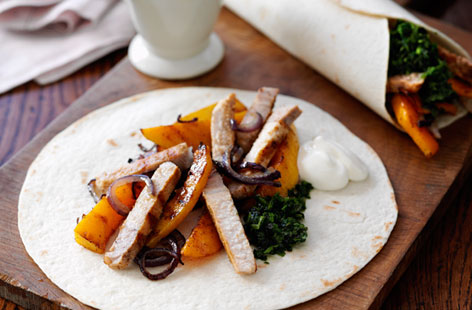 Chicken or beef might be the more common ingredients for fajitas but pork thin-cut pork steaks work just as well in this Mexican-inspired recipe. The simple seasoning
