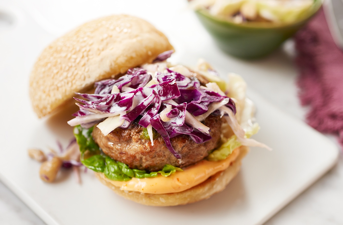 Gingery pork burgers with Asian slaw recipe