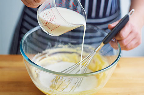 Pour in the milk