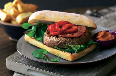 Spanish burgers with chorizo  and smoky paprika mayo recipe