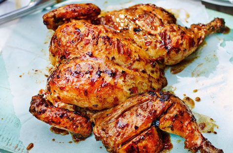 Spatchcocking chicken means the bird can be cooked more quickly, while still retaining its delicious flavour. Chilli, lime and honey make for spicy, sweet and zingy combo. A great way of cooking chicken on the barbecue.