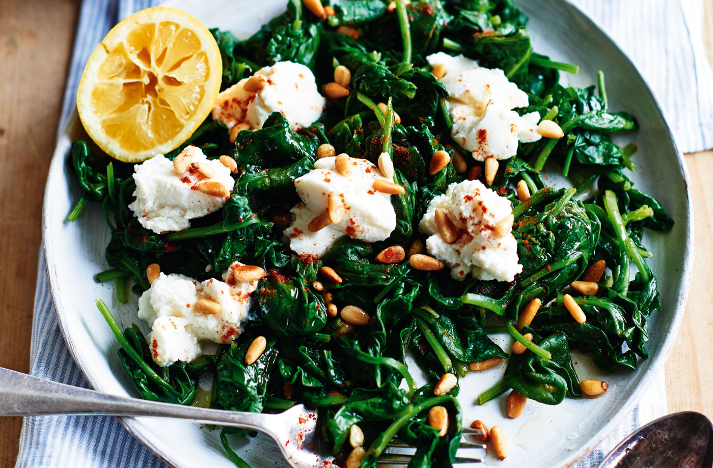 Spinach with pine nuts and ricotta recipe