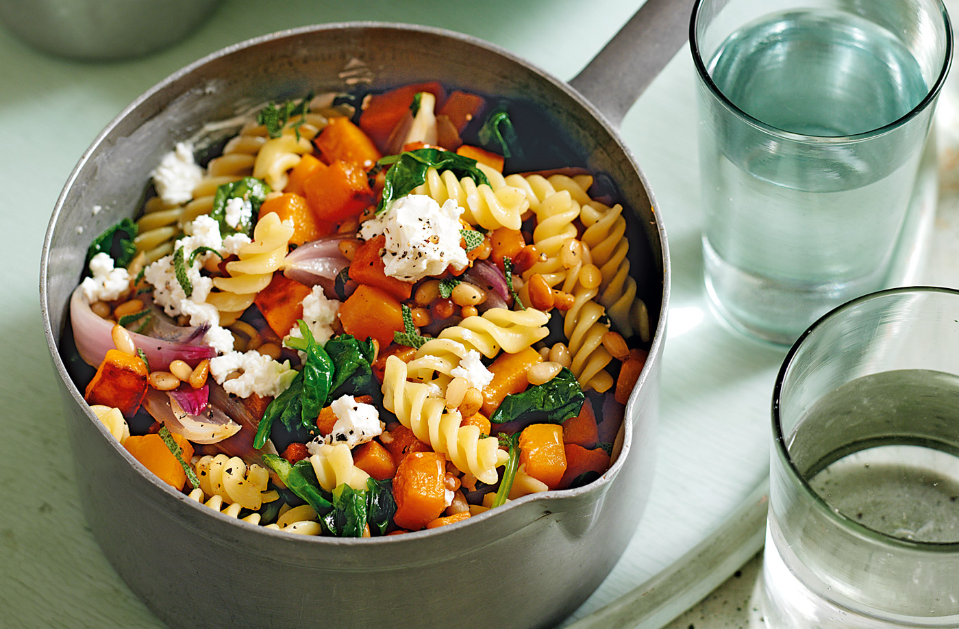 Squash and goat's cheese fusilli recipe