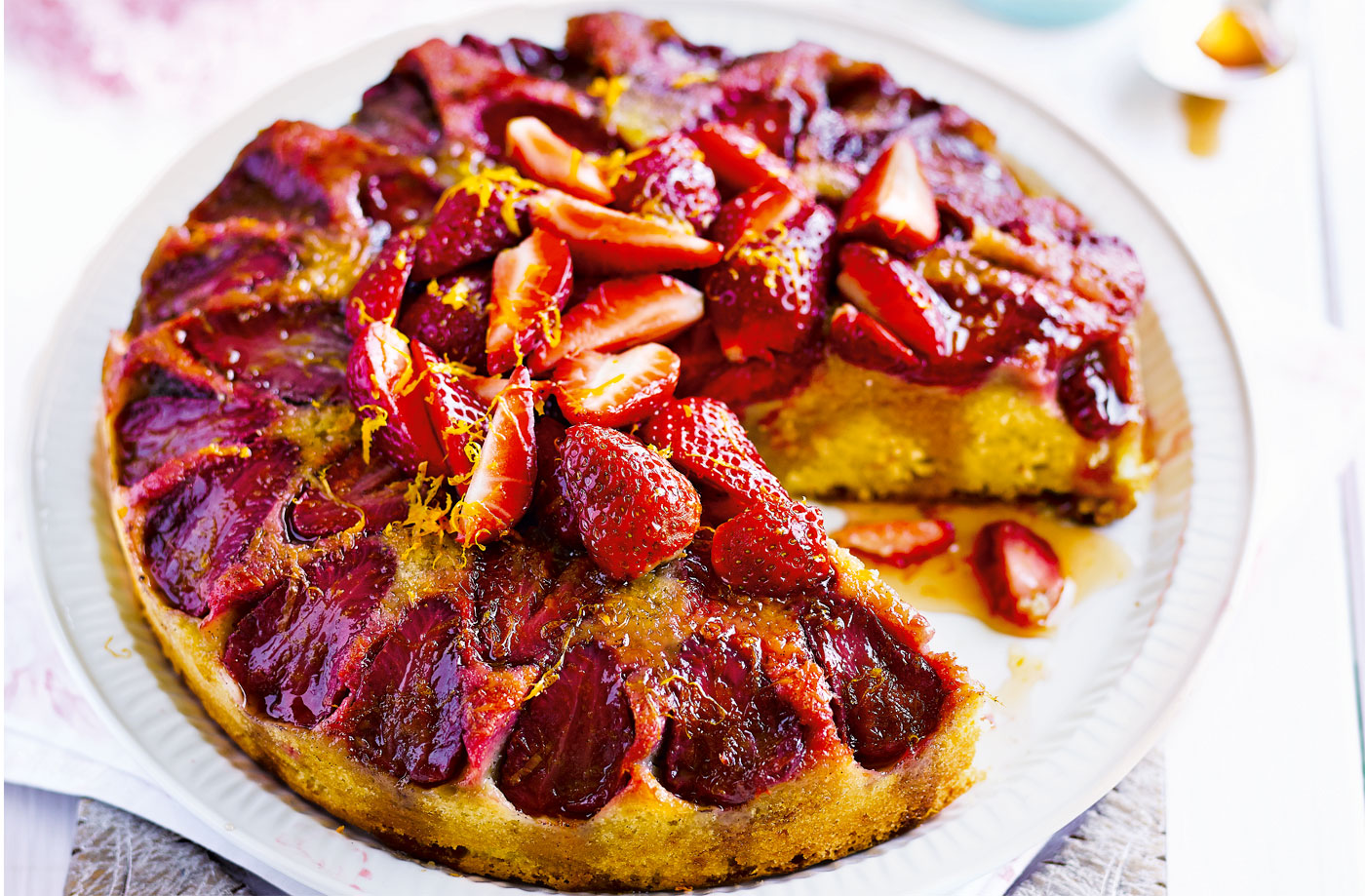 Strawberry upside-down cake recipe