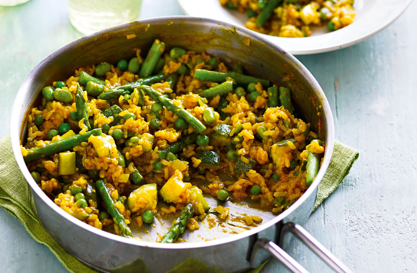 Summer greens paella recipe