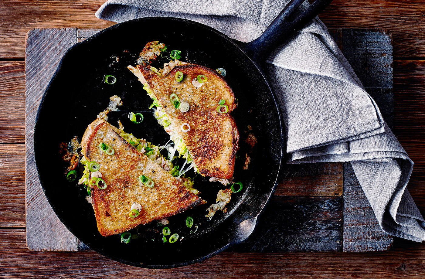 Tuna melt toastie with Brussels sprouts recipe