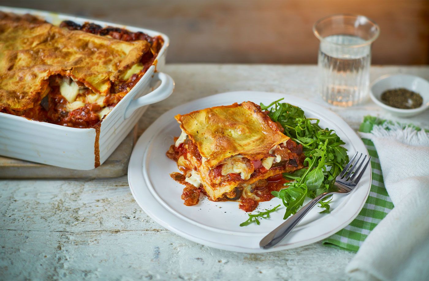 Vegan aubergine and red pepper lasagne recipe