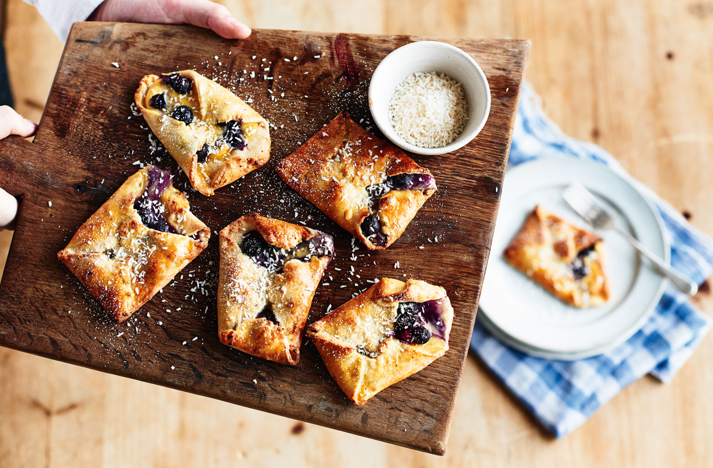 Blueberry and coconut pastries recipe